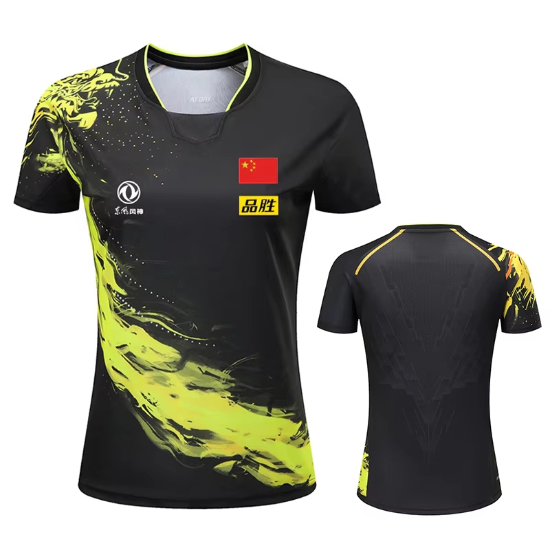Badminton Rank - 男性と女性のためのドラゴンプリント卓球Tシャツ,ファッションバドミントンスポーツTシャツ,ピンポンジャージ,フィットネスシャツ,中国