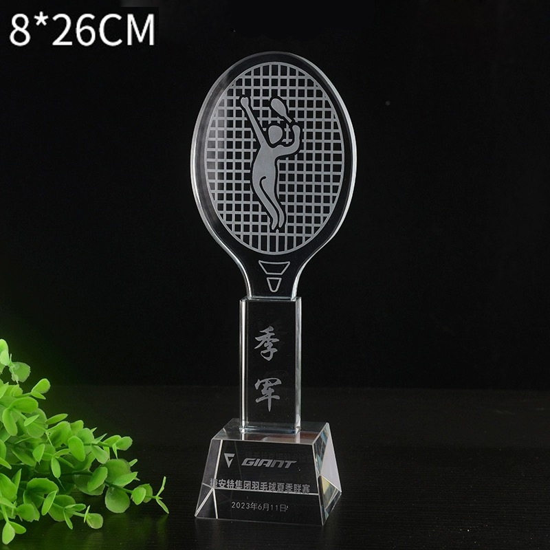 Badminton Logo - カスタマイズされたクリスタルトロフィー,バドミントンとテニスのコンペティション,スポーツアート賞,無料のカスタマイズ,ロゴ刻印,テキスト受賞者賞,1個