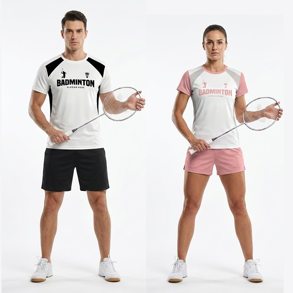 Badminton Rank - 男性と女性のためのバドミントンジャージTシャツ,速乾性,スポーツ,フィットネス,通気性,ラウンドネック,半袖,トレーニング