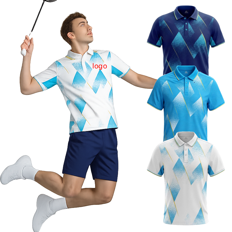 メンズバドミントンポロシャツ カスタムロゴ ネームナンバー  - Badminton Logo のレビューと価格