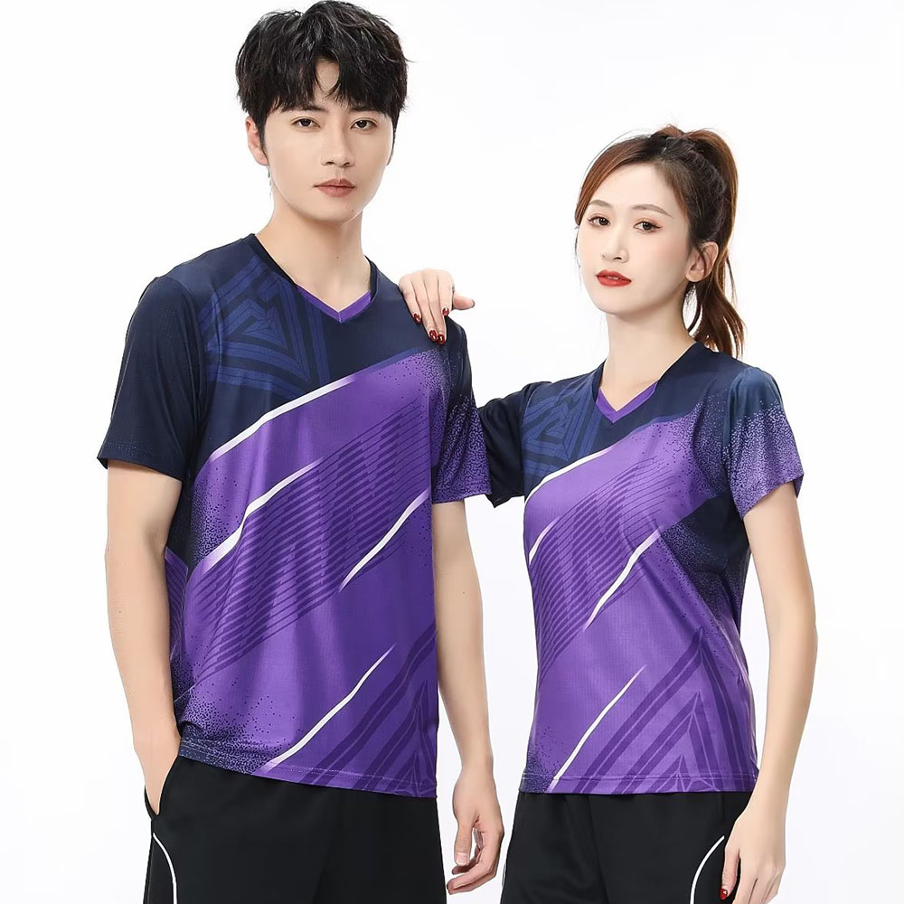 男性と女性のためのテニスTシャツ,半袖スポーツトップ,速乾性 - Badminton Rank のレビューと価格