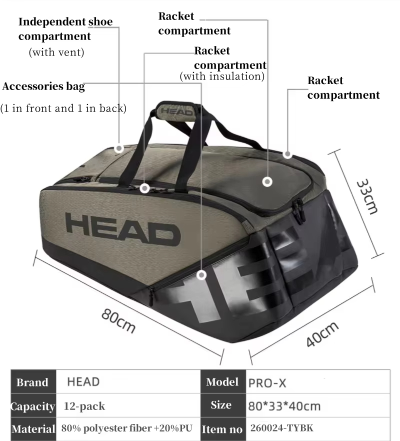 HEAD TOUR/PROX シリーズ テニスラケットバッグ - Backpack Racket Bag のレビューと価格