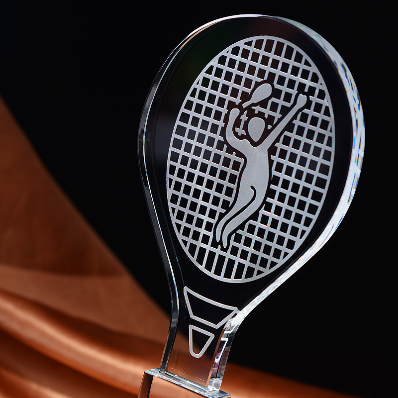 カスタマイズされたクリスタルトロフィー,バドミントンとテニス - Badminton Logo のレビューと価格